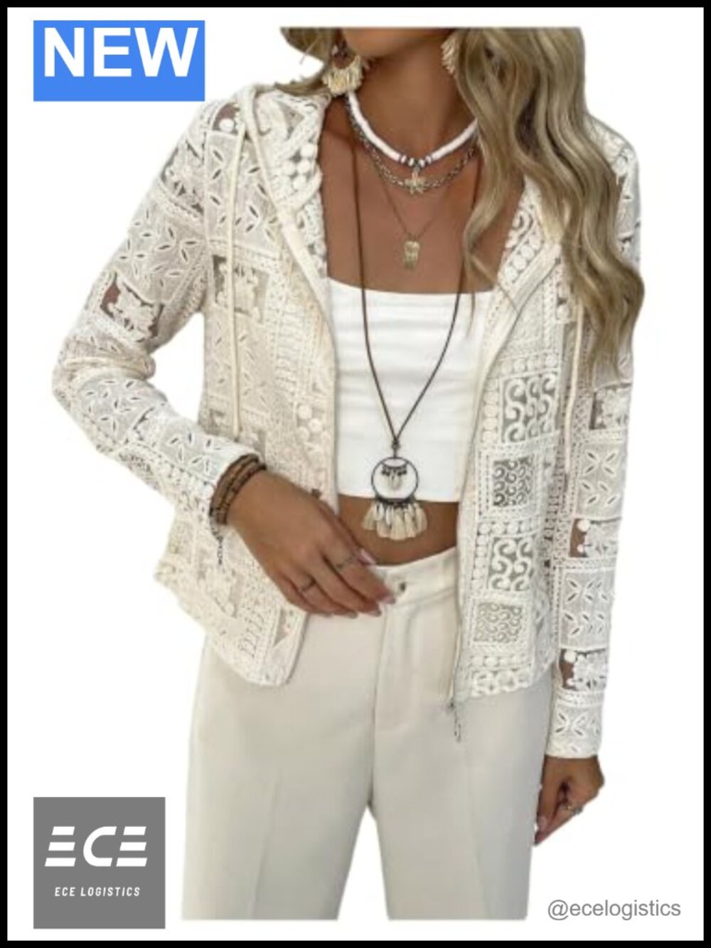 Lace Zip Up Cardigan Lightweight Casual Jacket Women